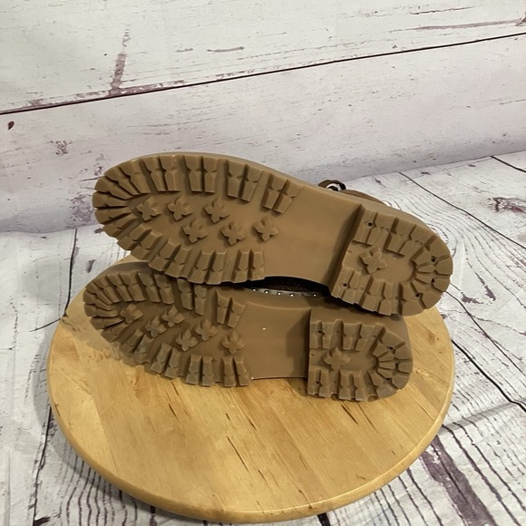 Steve Madden Rainier Womens Size 8.5 Brown Leather Faux Fur Lug Boot Combat - Picture 7 of 9